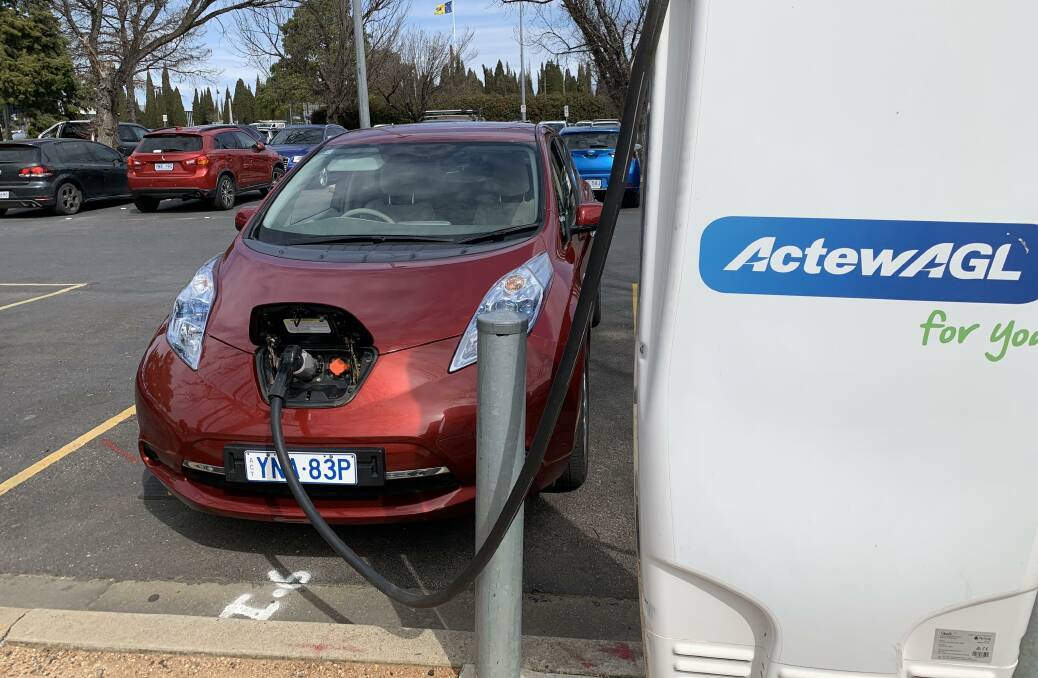 ActewAGL's electric car recharger on London Circuit has been in and out of service. Picture: Peter Brewer 