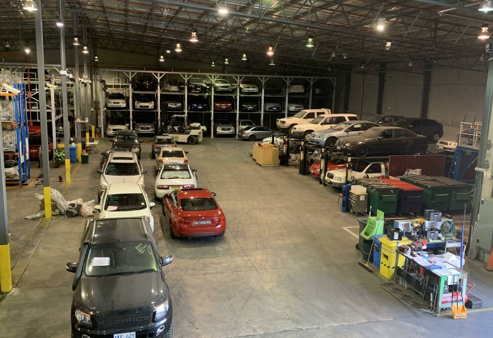 The AFP Exhibit Management Centre in Mitchell, where impounded cars are held.
Picture: Peter Brewer