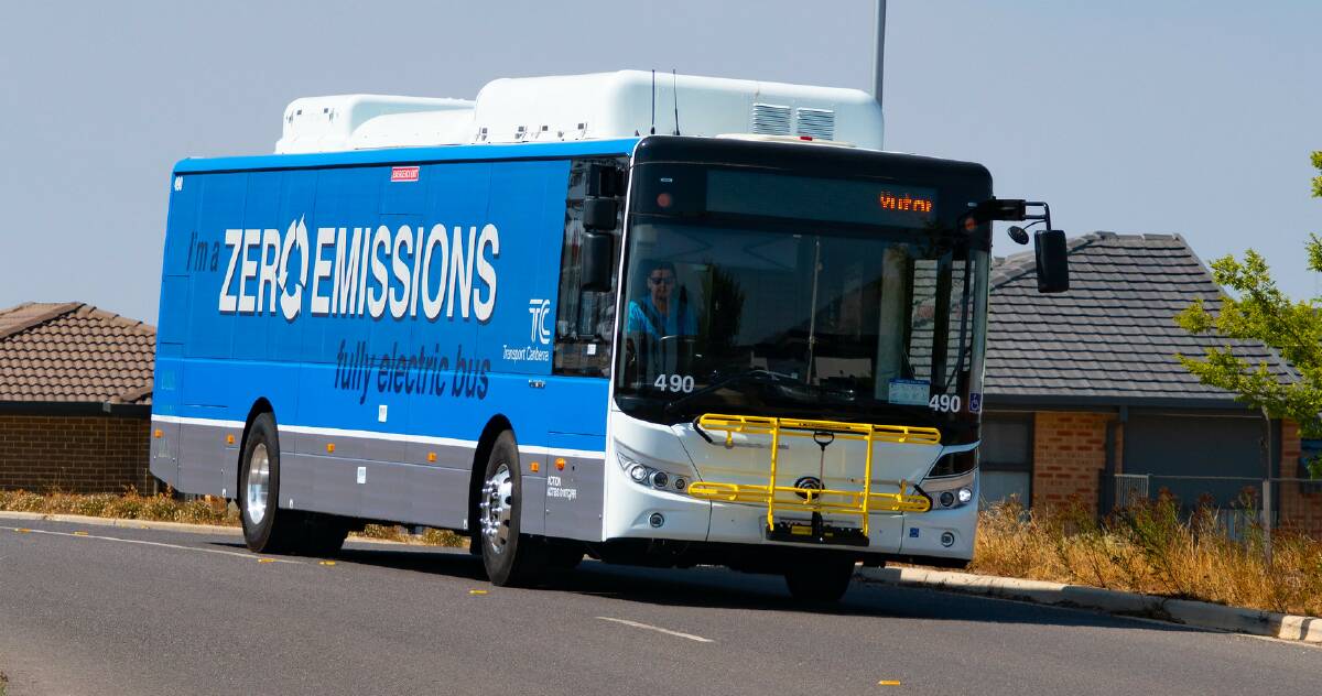 An electric bus tested by ACTION during a trial in Canberra two years ago. Picture: Supplied