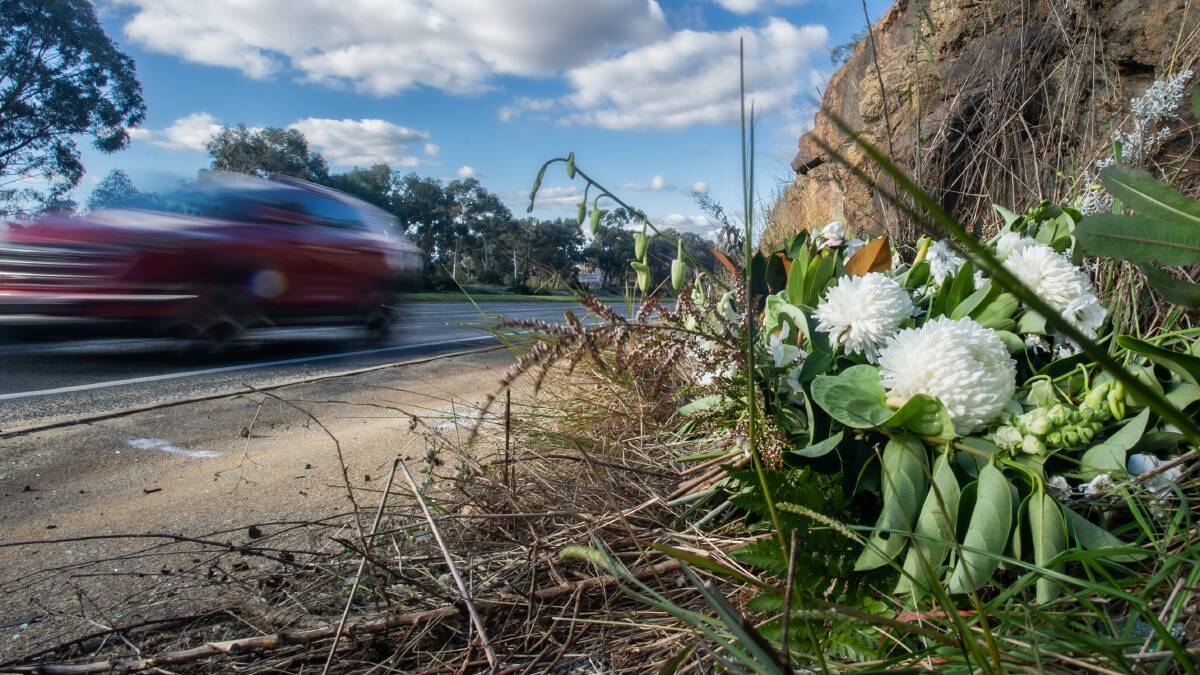 A roadside memorial where Matthew McLuckie was killed. Picture by Karleen Mineey