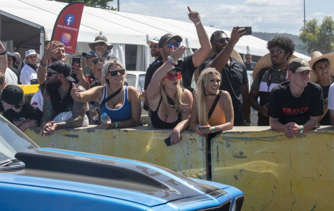 Crowd were noisy and appreciative as the Summernats cruise strip rumbled with vehicles all day Saturday. Picture by Keegan Carroll