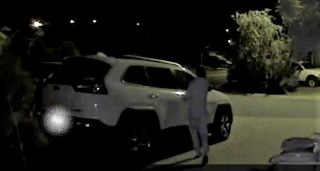 In the dead of night, a car thief is captured on household CCTV in Ngunnawal late last month. Picture: Supplied