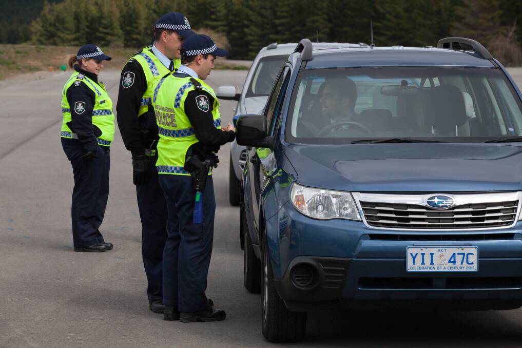 ACT police conducting roadside drug testing. Picture: Dion Georgopoulos 