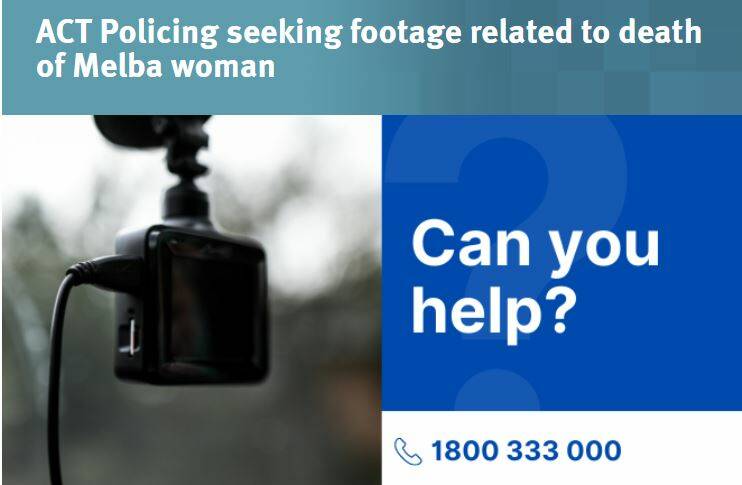 A police appeal for dashcam footage. Picture ACT Policing