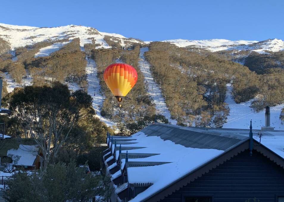 Flashback to the 2020 season and an inaugural balloon flight over the Thredbo village. Picture: Peter Brewer