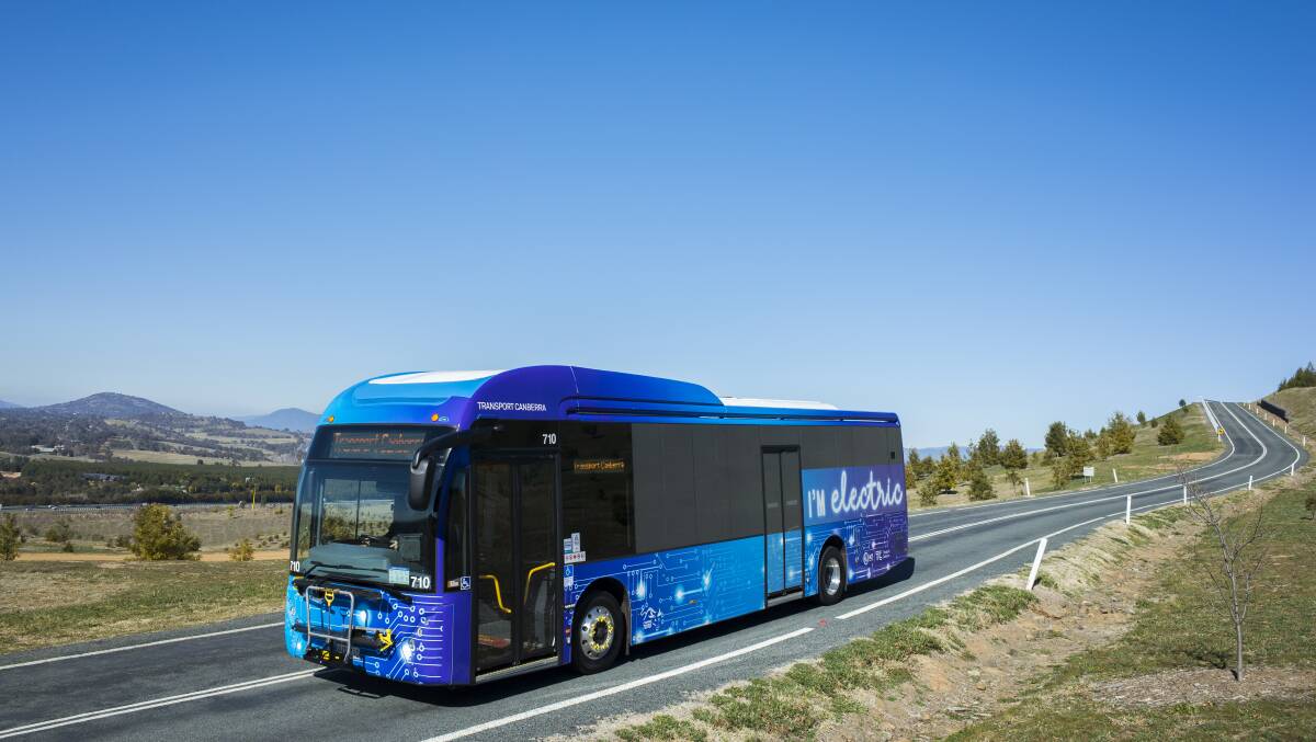 An electric bus on trial in the ACT. Picture: Rohan Thomson