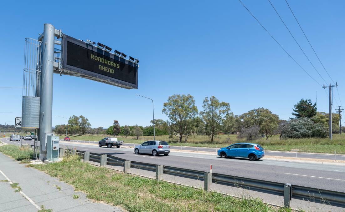 The overhead gantry fixed camera on Gungahlin Drive is catching more mobile phone offenders than any of the others in the ACT. Picture supplied