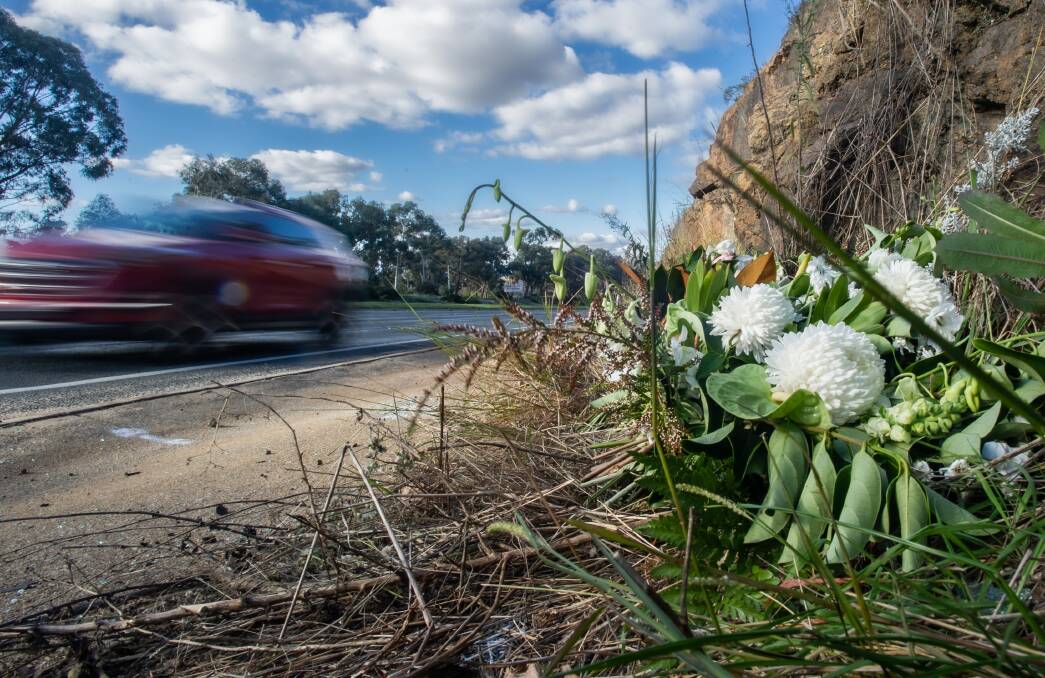 The roadside memorial where the fatal crash occurred on Hindmarsh Drive. Picture by Karleen Minney