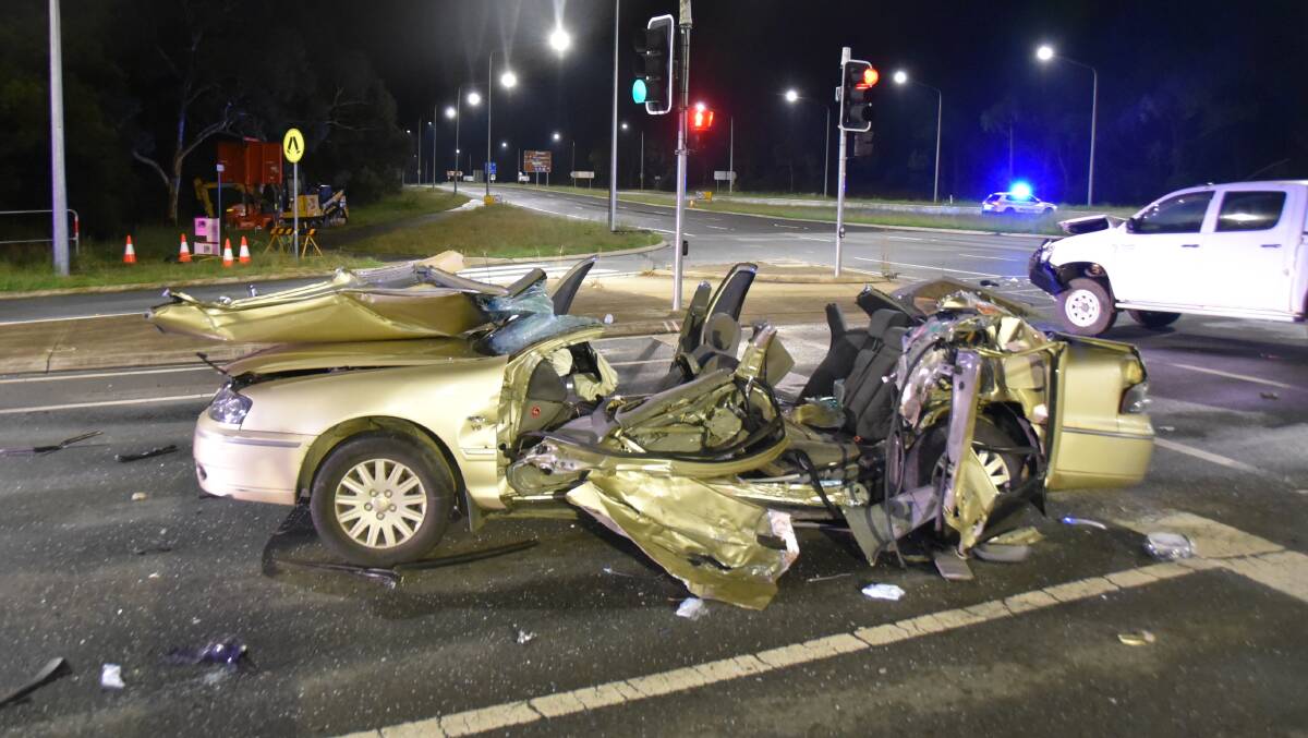 The Barton Highway crash killed a 19-year-old passenger in the Toyota Avalon. Picture supplied 