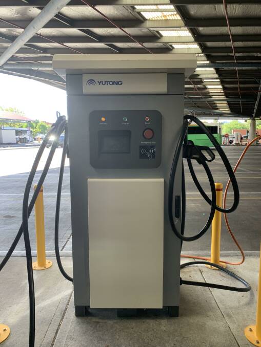 One of the two Yutong-specific chargers installed at Tuggeranong depot. Picture By Peter Brewer