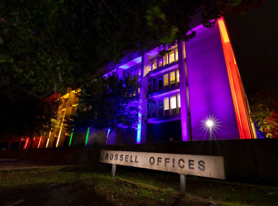The Russell Offices will be lit up in rainbow colours to mark Defence participation in WorldPride week and Sydney Gay and Lesbian Mardi Gras. Picture supplied