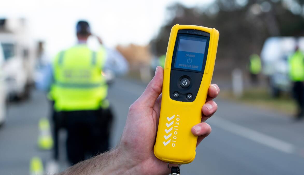 The roadside breath testing device used by ACT police. Picture by Elesa Kurtz