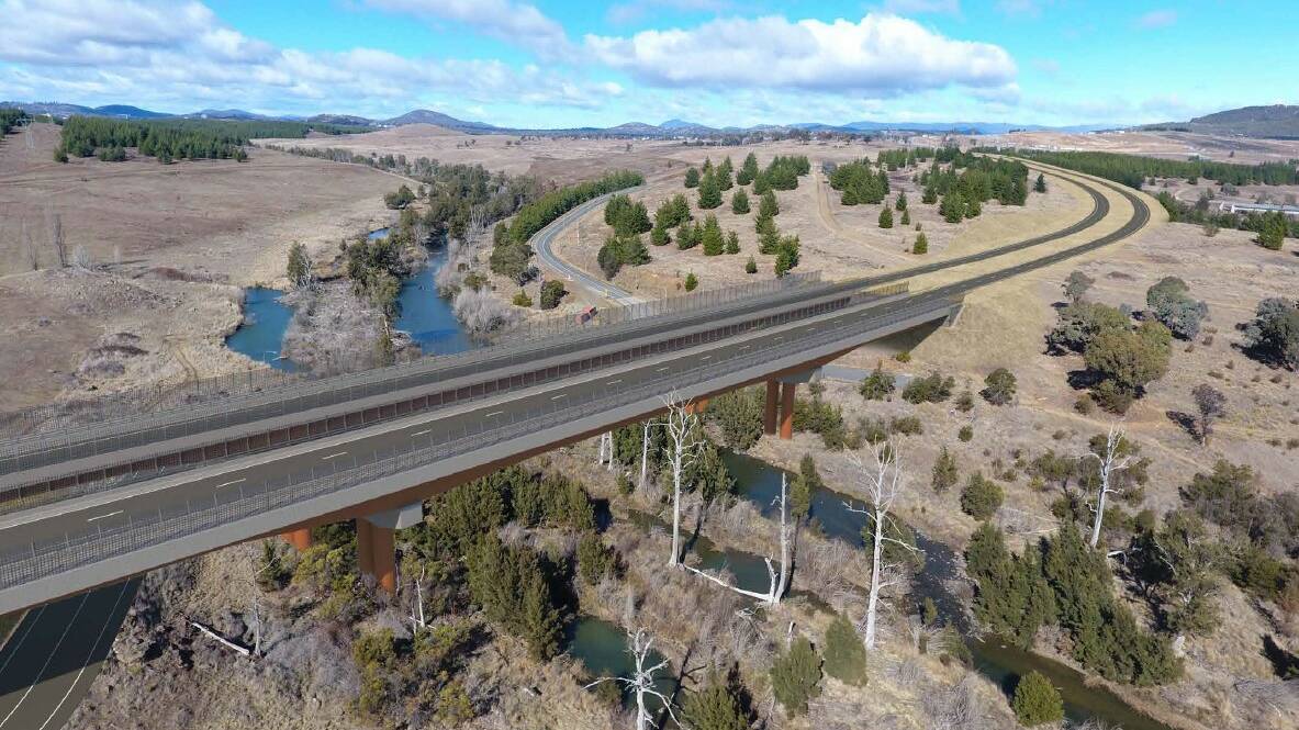 An artist's impression of the proposed new Molonglo River bridge. Picture supplied 