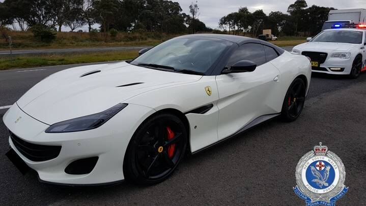 The Ferrari seized by police after it was detected at 204km/h. Picture: NSW Police