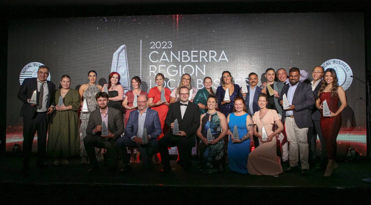 All the winners of the 2023 Canberra Region Local Business Awards at the presentation evening. Picture supplied