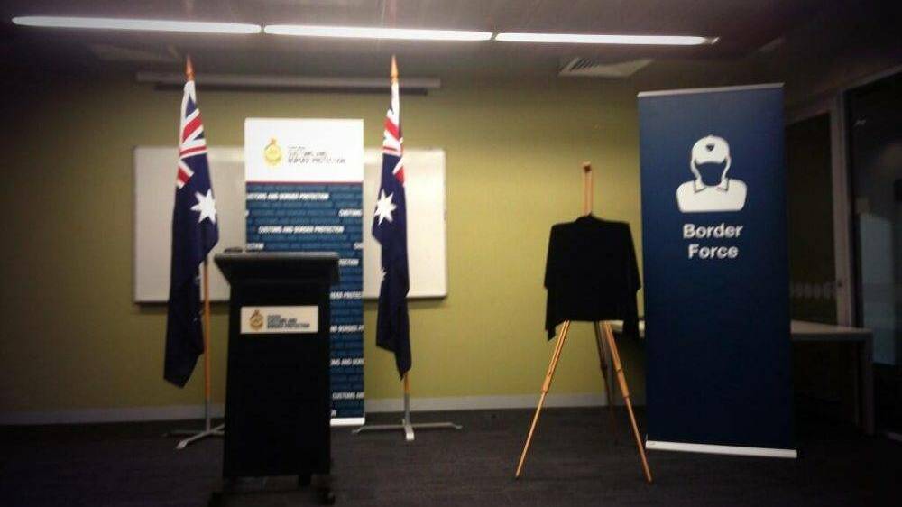 The backdrop for Scott Morrison's press conference on July 3. Photo: Oliver Milman/Guardian Australia