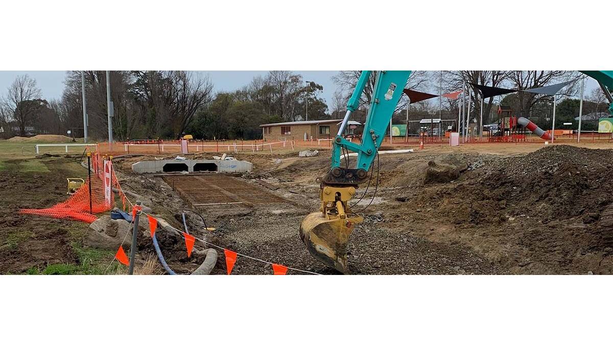Culverts are being built before the first concrete pour for the skatepark. Picture: QPRC
