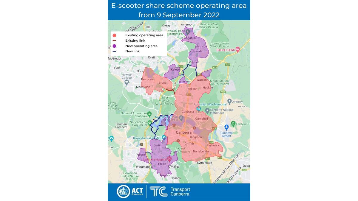 The e-scooter share scheme operating area as of September 9, 2022. Picture: Supplied