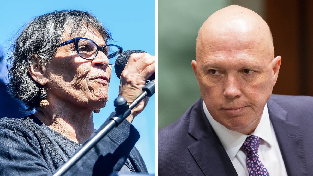 Ngunnawal Elder Aunty Violet Sheridan has hit back at Peter Dutton's decision to vote no to a Voice to Parliament. Pictures by Karleen Minney, Sitthixay Ditthavong