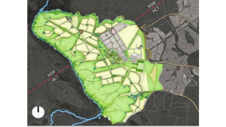 How the 5000-home Parkwood development, to the north, is proposed to span the border into NSW in 2032. Picture: Supplied