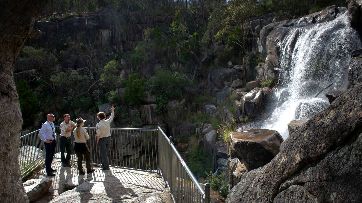 A safety inspection takes place at Gibraltar Falls following the death of Thomas Livingstone. Picture by Elesa Kurtz