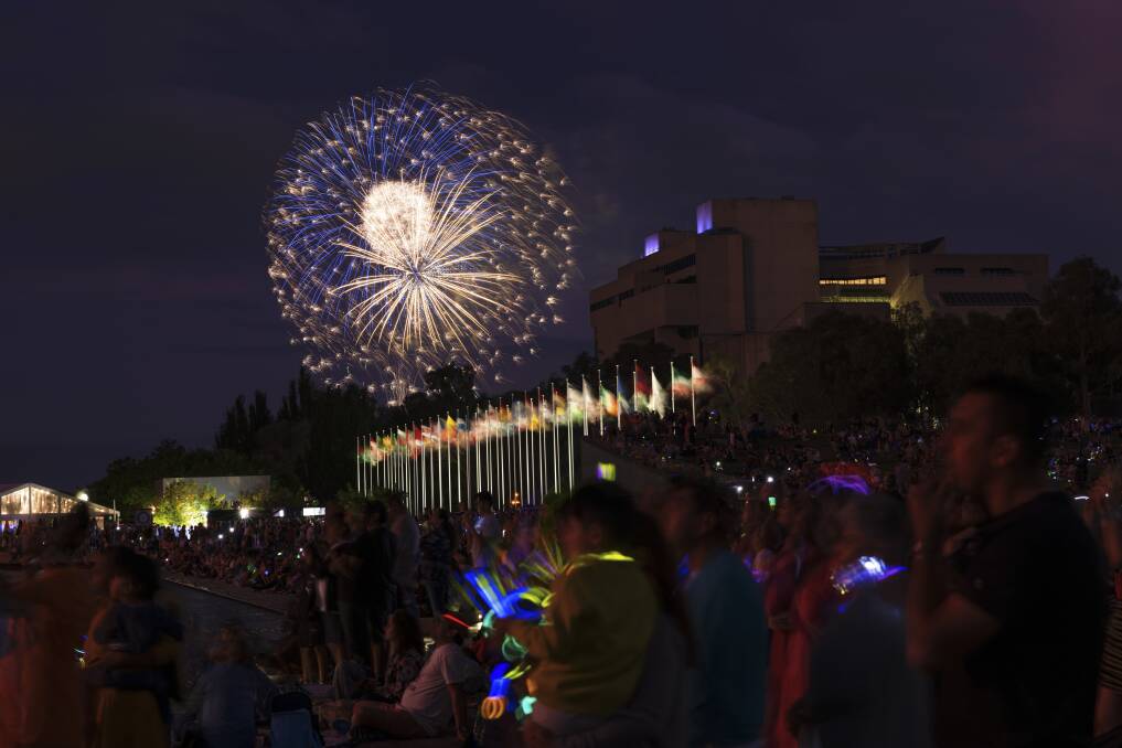 Fireworks light the night sky as Canberra celebrates New Year's Eve. Picture by Keegan Carroll 