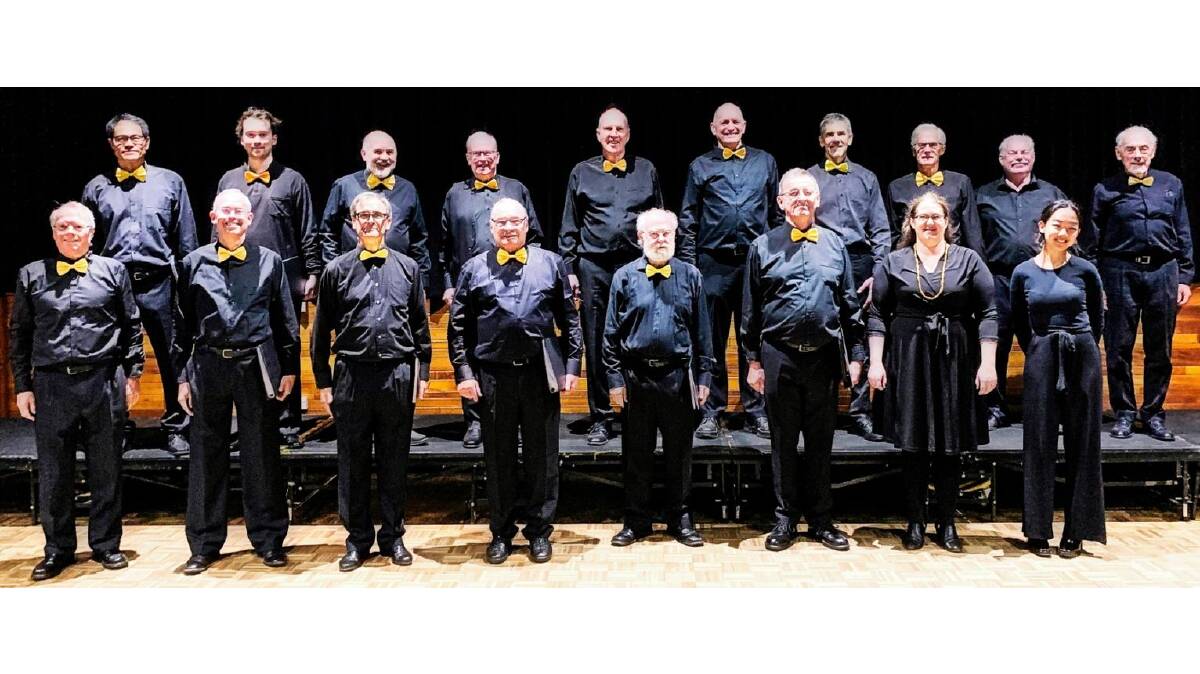 Members of the Canberra Men's Choir, with their musical director and pianist. Picture: Supplied. 