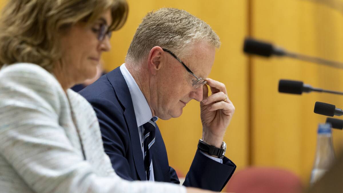 RBA Governor Philip Lowe appears before Senate estimates. Picture by Keegan Carroll 