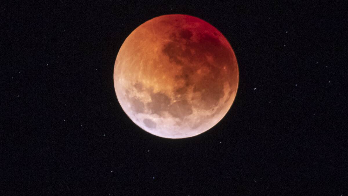 A blood moon above the National Arboretum in 2018. Picture by Ari Rex