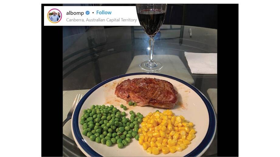 The OG Albo's steak dinner. Picture: Instagram
