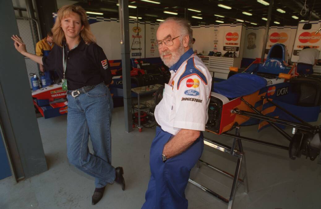Eric Broadley's Lola Cars raced in many and varied categories with success, including Formula One. He's pictured here with his race car at the 1997 Australian Grand Prix.