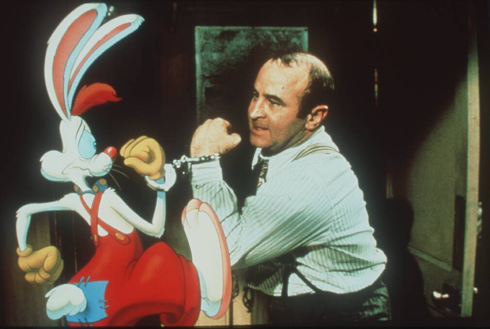 Bob Hoskins, right and the title character in Who Framed Roger Rabbit. Picture: Supplied Bob Hoskins