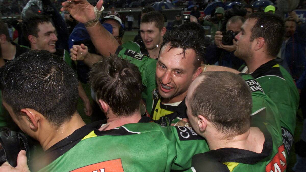 Laurie Daley following his last home game for Canberra. Picture: Mike Bowers
