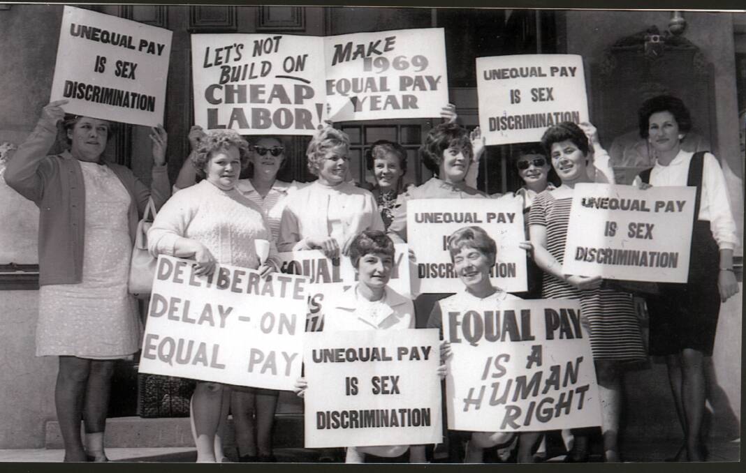 Equal pay activists in 1969, the same year the Conciliation and Arbitration Commission accepted the principle of equal pay for equal work. Picture: Fairfax archives