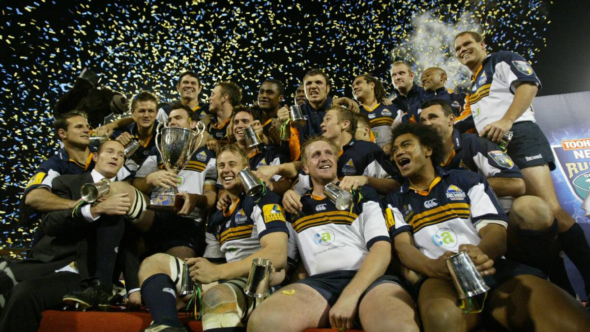 The Brumbies are ready to party like they did in 2004 when the club host the grand final on Saturday. Picture: Simon Alekna