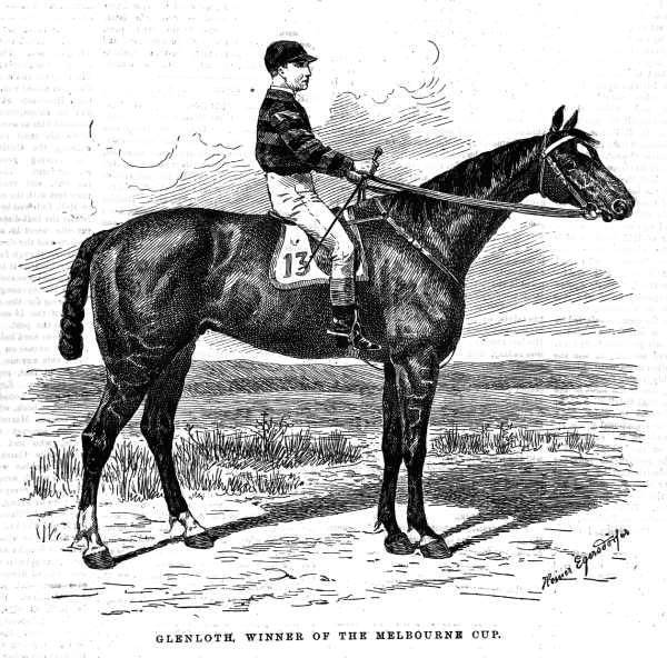 A wood engraving of Glenloth, winner of the Melbourne Cup in 1892. Picture: courtesy of the State Library of Victoria
