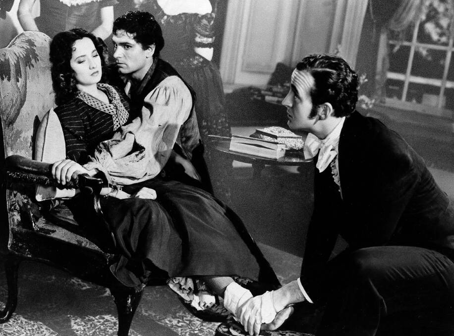 Merle Oberon, left, Laurence Olivier and David Niven in Wuthering Heights. Picture: AP 