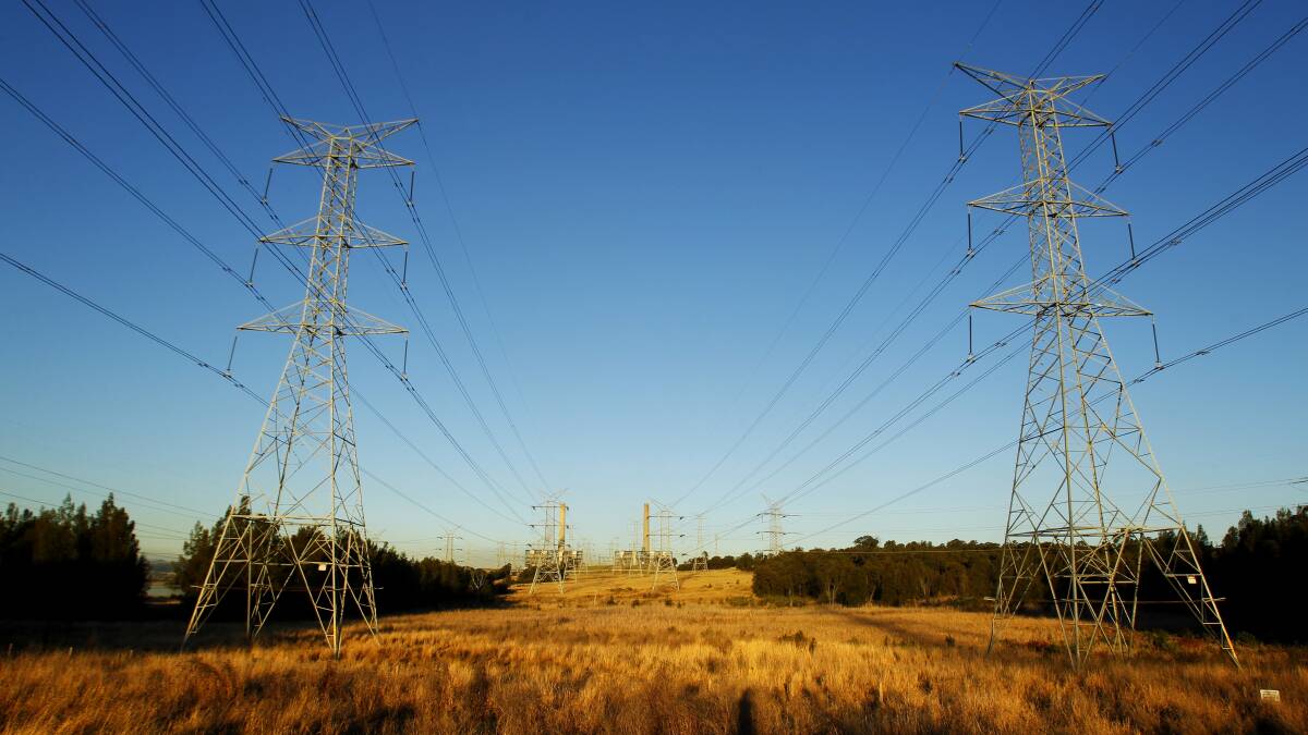 High-voltage transmission lines running from Liddell Power Station. Picture: Max Mason-Hubers