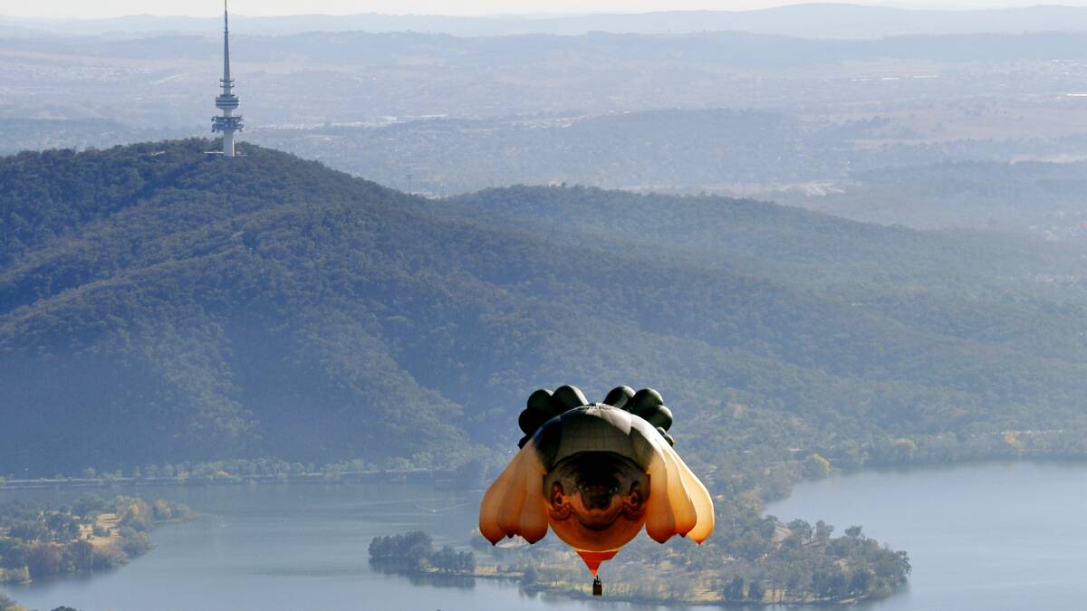 Skywhale takes flight over Canberra. Picture: Jay Cronan