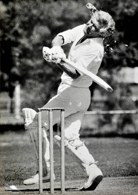 Prime Minister Bob Hawke is struck by a cricket ball, shattering his glasses, on January 27, 1985. 