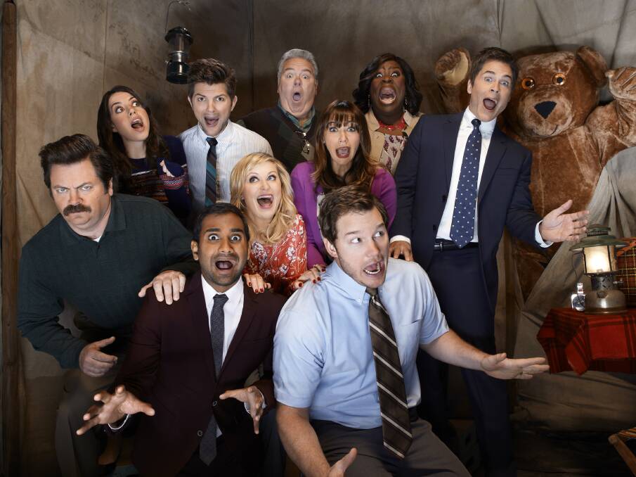 The Parks and Recreation cast. Mike Schur also created Parks and Recreation and Brooklyn Nine-Nine. Picture: Chris Haston/NBC