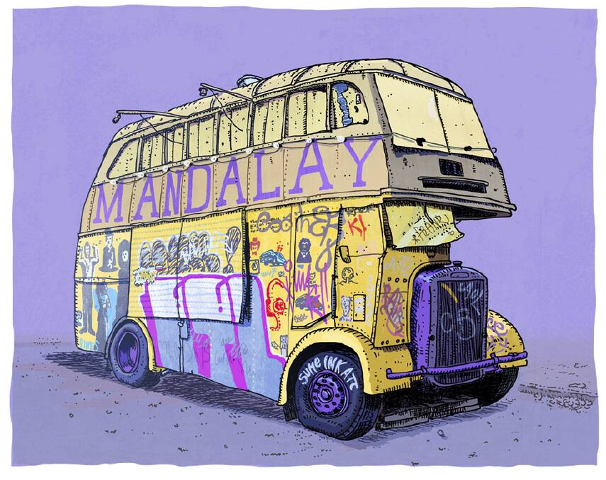 Haig Park stalwart, the Mandalay Bus, as immortalised by Trevor Dickinson, will be serving up food at the festival.
