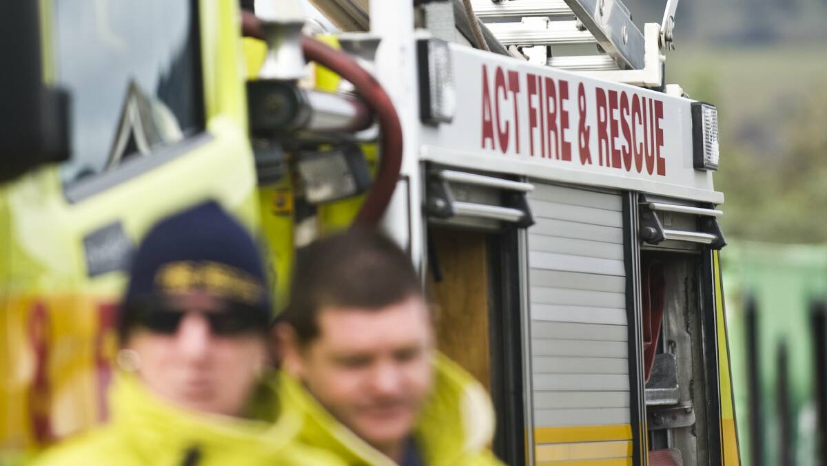 ACT Fire and Rescue responded to a garage fire in Ainslie on Saturday. Picture: Elesa Kurtz