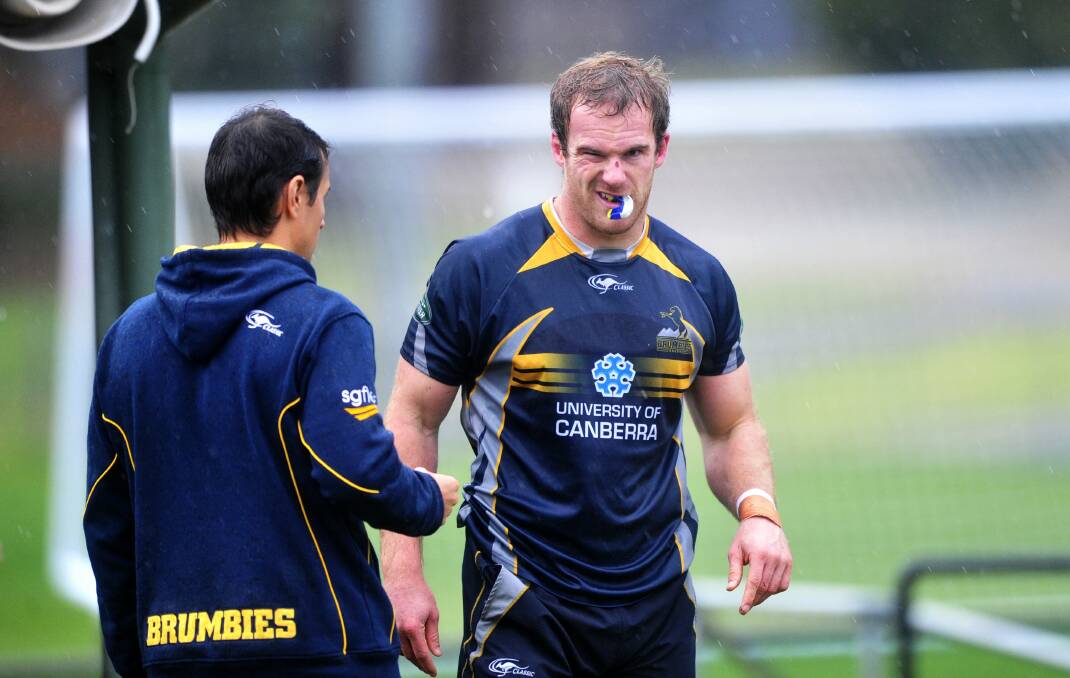 Pat McCabe, right, was a Brumbies and Wallabies warrior. Picture: Melissa Adams