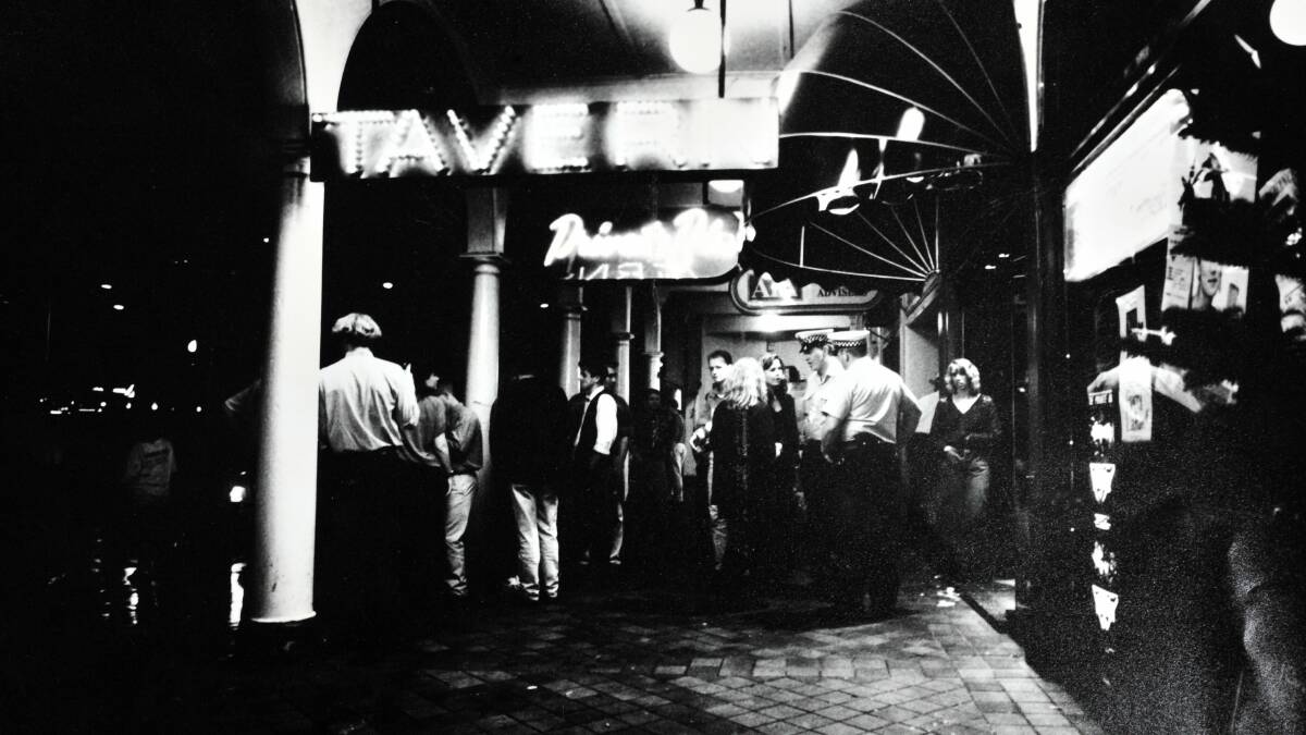 The lineup on Northbourne Avenue outside the Private Bin night club.