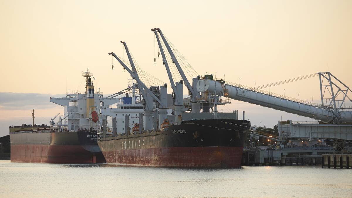 A coal ship being loaded for export at Bunbury Port Inner Harbour. Picture: Aaron Bunch/Fairfax Media
