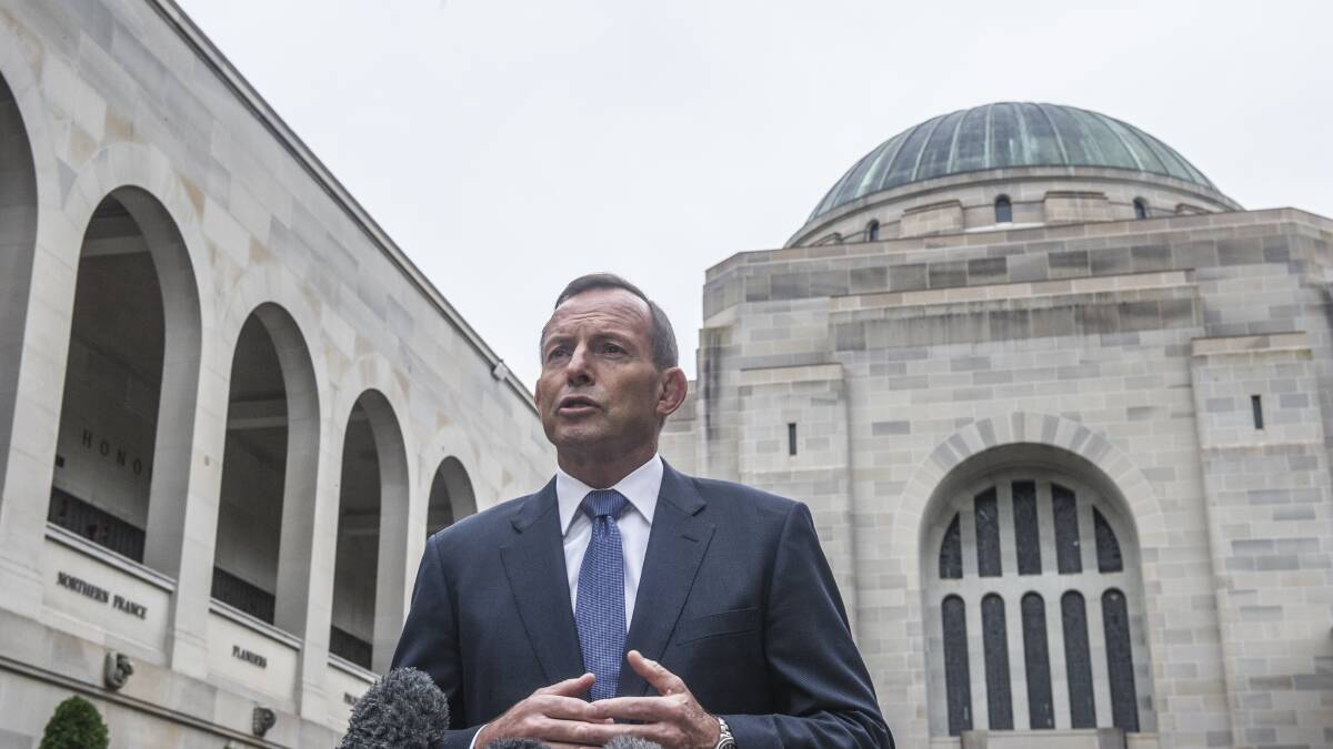 Former prime minister Tony Abbott at the Australian War Memorial. in 2015. Picture: Karleen Minney
