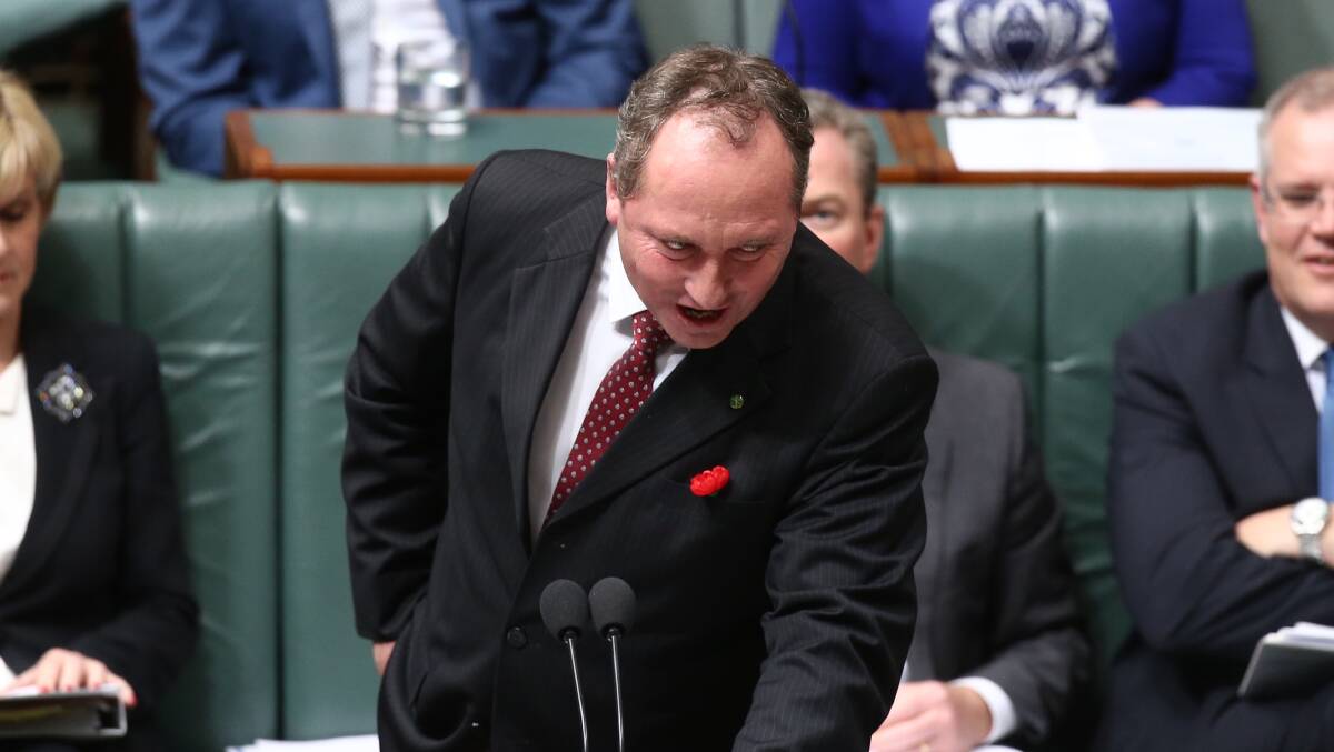 Then agriculture minister Barnaby Joyce in 2015. He fell out with Paul Grimes in part over his office's requests to alter Hansard. Picture: Andrew Meares