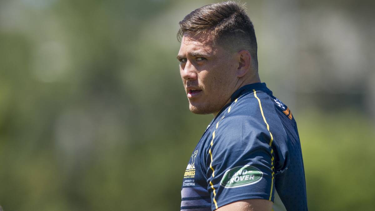 Brumbies prop Les Leulua'iali'i-Makin has been ruled out of the 2020 Super Rugby season with an ankle injury. Picture: Jay Cronan