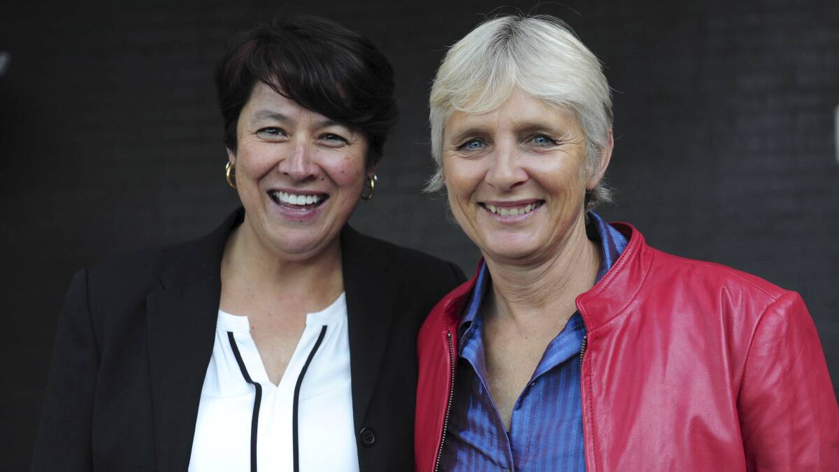 Fran Sankey and Pam Debenham at Canberra United W League presentation night in 2016. Photograph by Graham Tidy.